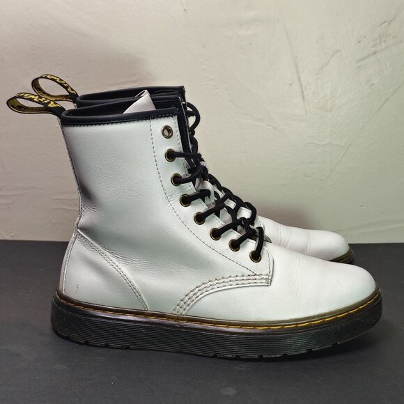 Dr. Martens Zavala Boots White Leather Combat Air Wair Womens 8  AW004 SK 08 V - Picture 2 of 12